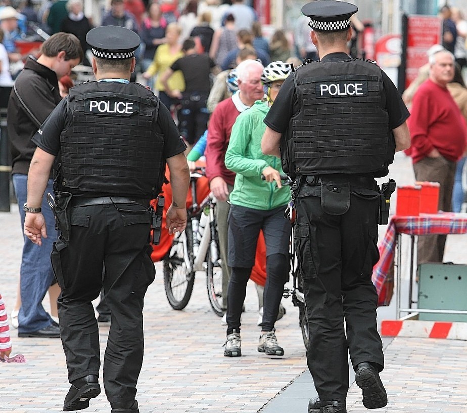Armed officers on the beat  in Inverness