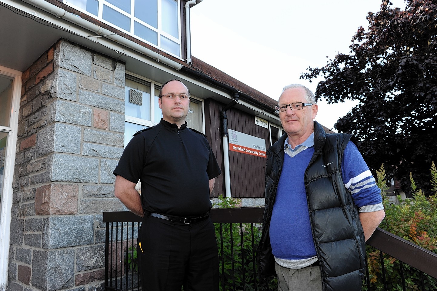 Kevin Wallace and Councillor Gordon Graham at Northfied Community Centre where the meeting was held