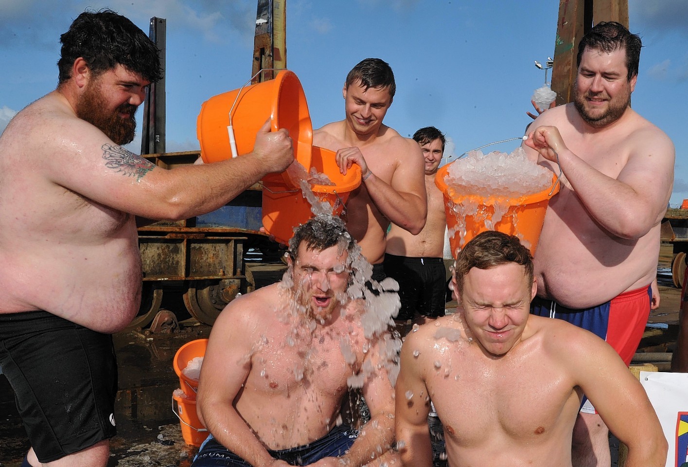 Peterhead rugby team do the ice bucket challenge