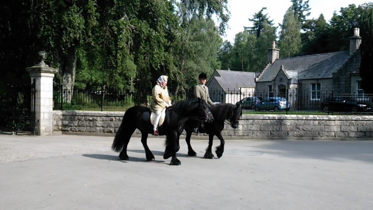 The Queen on her horse at Balmoral
