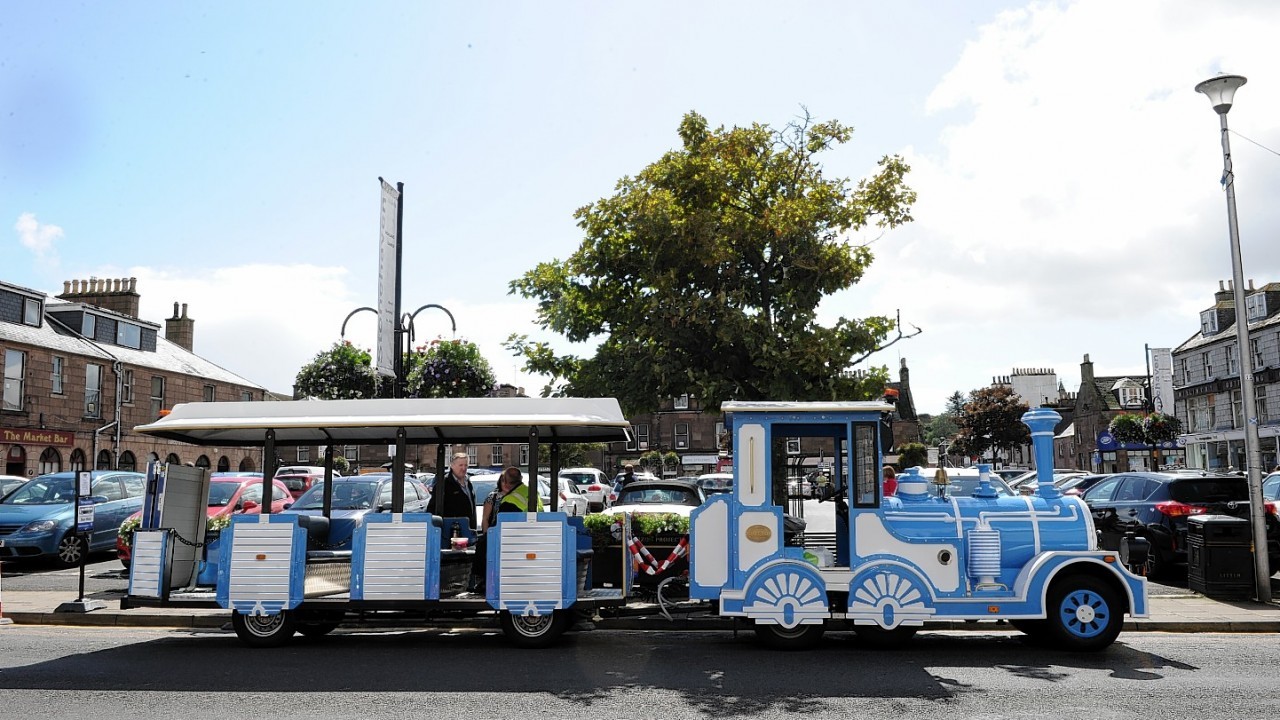 Stonehaven tourist land train at the town square