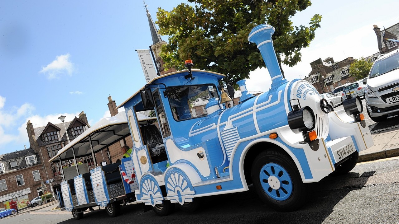 Stonehaven tourist land train at the town square