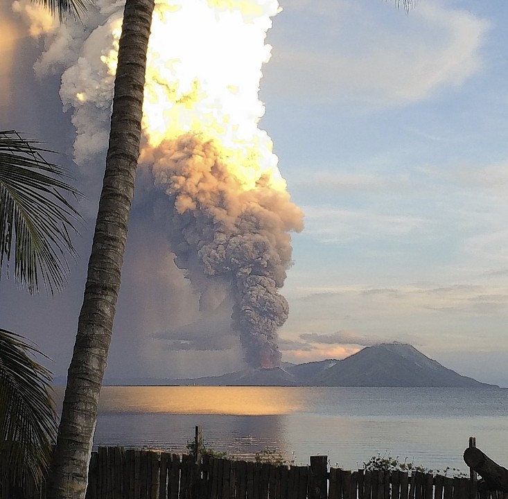 Smoke billows from Mt. Tavurvu after an eruption in Kokopo, east New Britain, Papua New Guinea