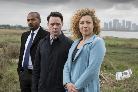Noel with co-stars Reece Shearsmith and Alex Kingston