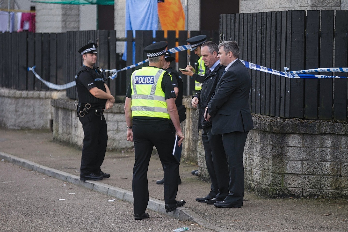 Police outside the flat on Balnagask Avenue, Aberdeen