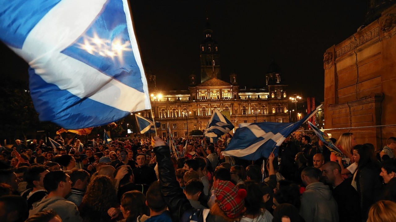 Yes campaigners have taken to George Square for a post vote party