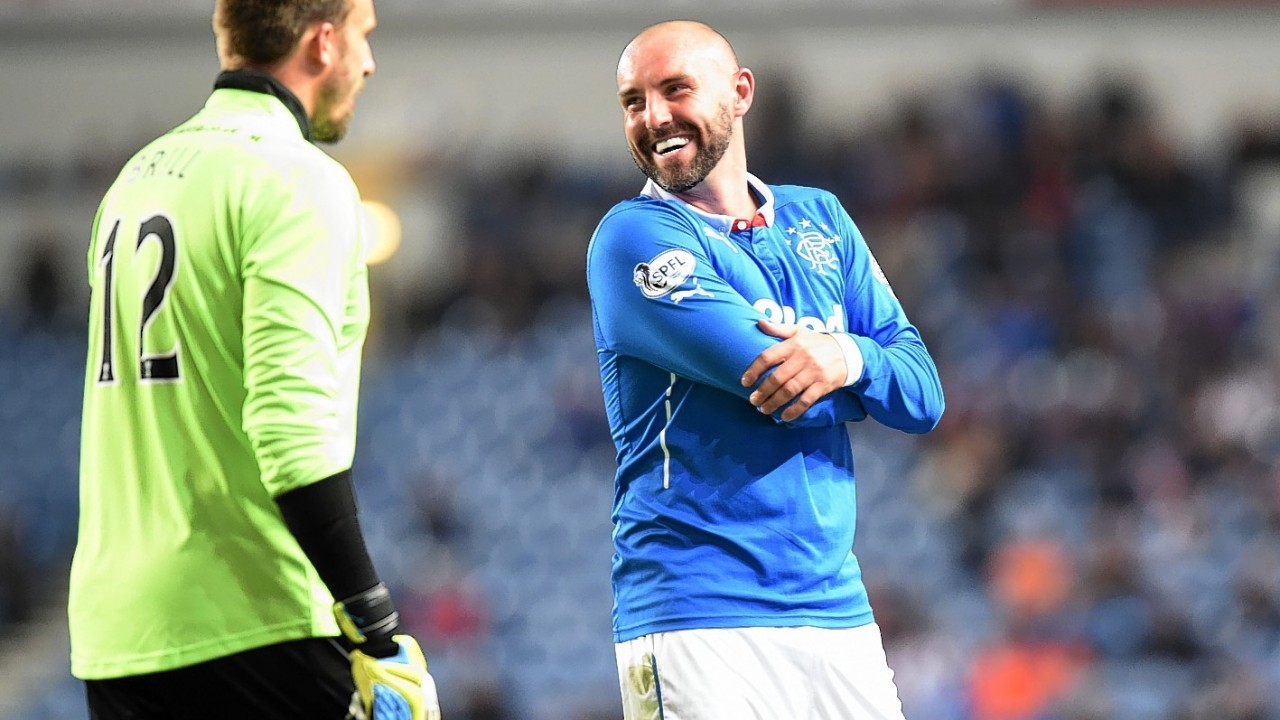 On the pitch Kris Boyd and Dean Brill also enjoyed a laugh
