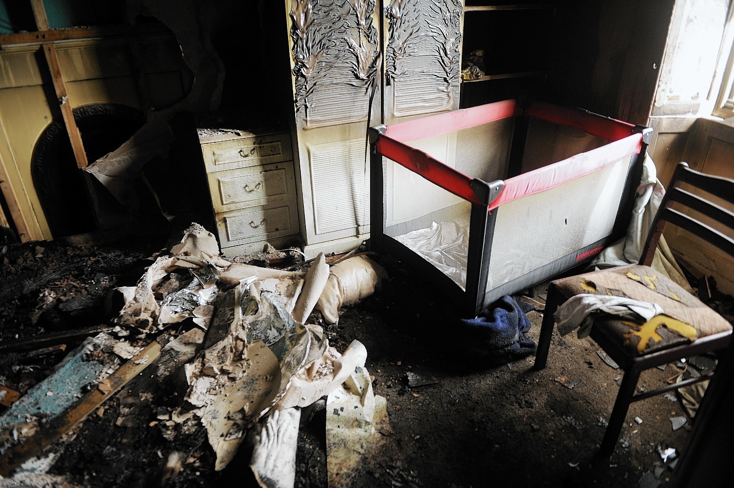 The burned out remains of the family home