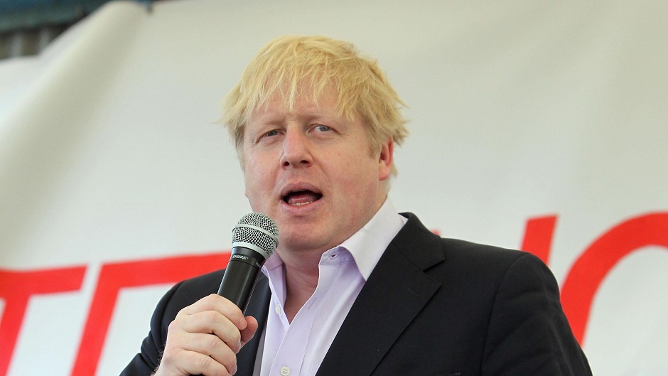 File picture of Mayor of London Boris Johnson speaking at a rally in Barnes, London, against the expansion of Heathrow Airport.