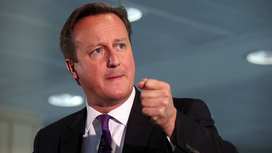 Prime Minister David Cameron speaks during a visit to Scottish Widows offices in Edinburgh, where he made an impassioned plea to keep Scotland part of the Union