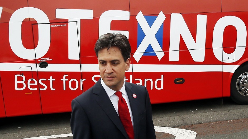 Ed Miliband campaigns in the Scottish independence referendum near the Blantyre miners community resource centre