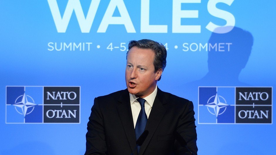 Prime Minister David Cameron holds a news conference at the end of the NATO Summit at Celtic Manor in Newport, South Wales.