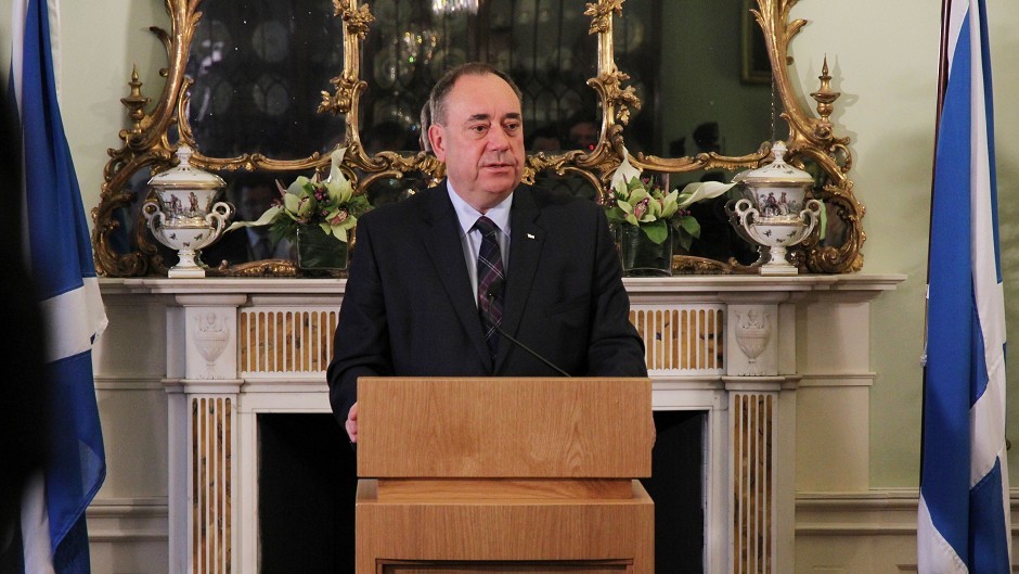 Alex Salmond announces his resignation at Bute House, Edinburgh (Scottish Government/PA)