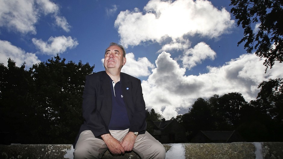 First Minister of Scotland Alex Salmond outside his home in Strichen