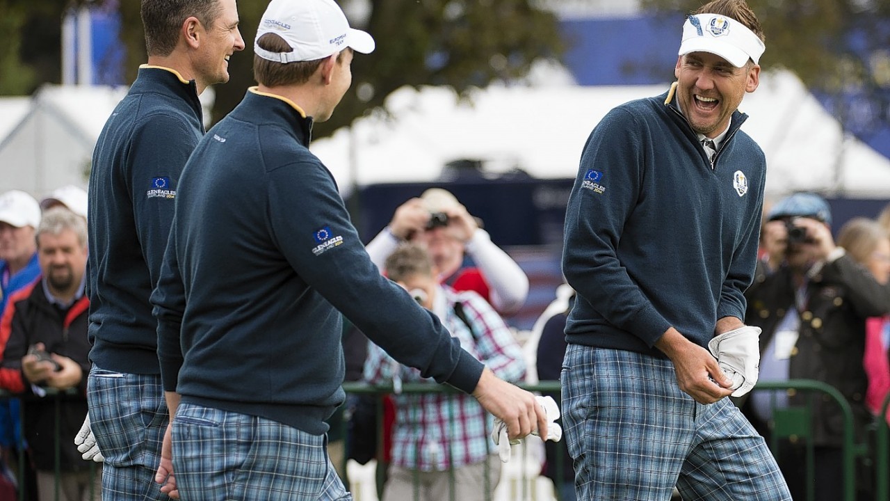 Ryder Cup veterans Ian Poulter and Justin Rose also made sure to keep Gallacher smiling