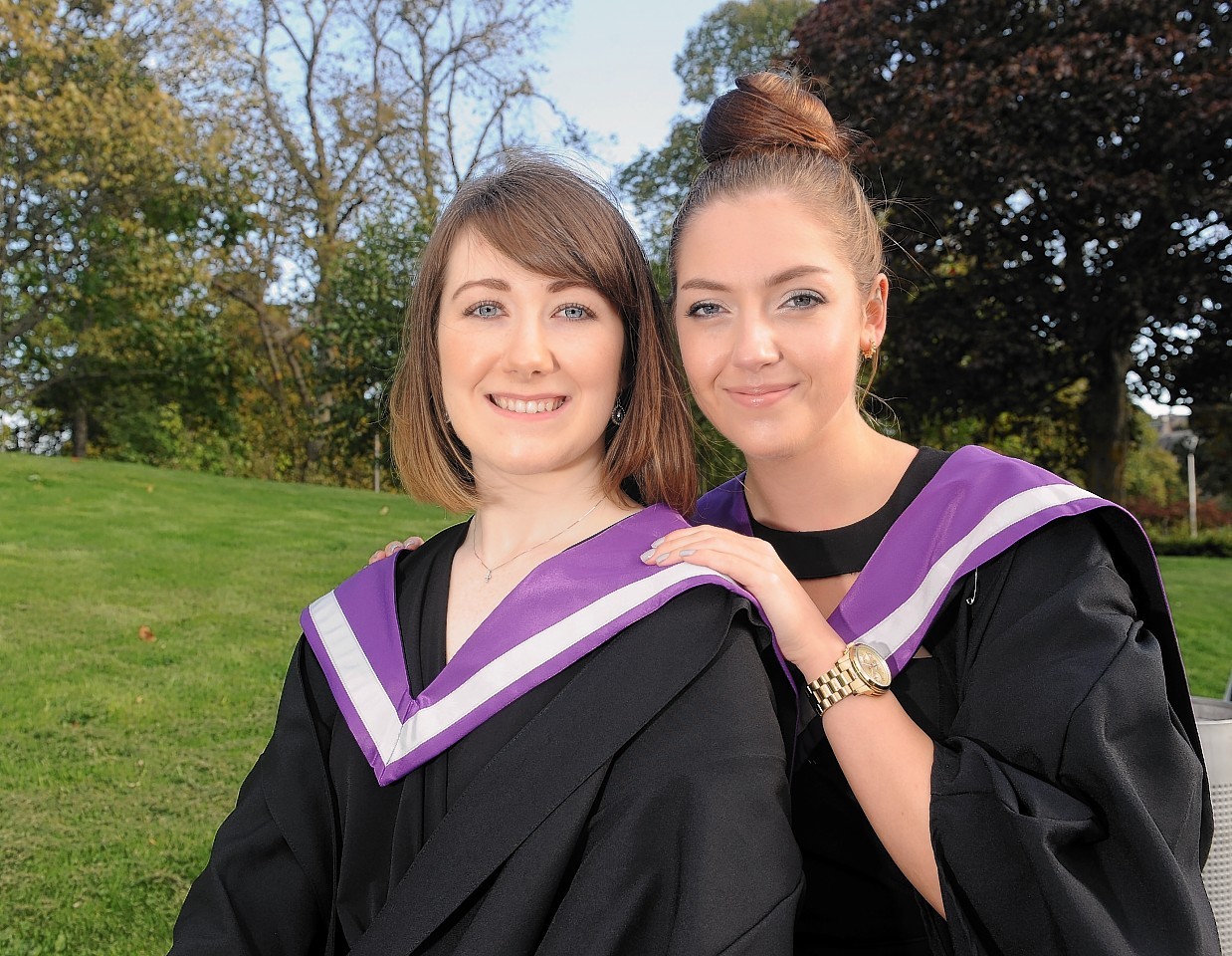 Rachel Bews and Lara Gilchrist graduated from Inverness College yesterday