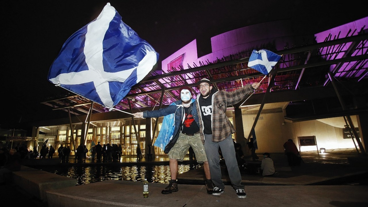 Independence supporters have gathered outside the Scottish Parliament in Edinburgh