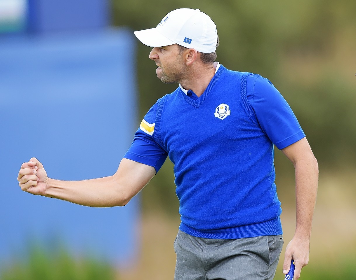 Spanish star Sergio Garcia shows off today's Scotland inspired outfit