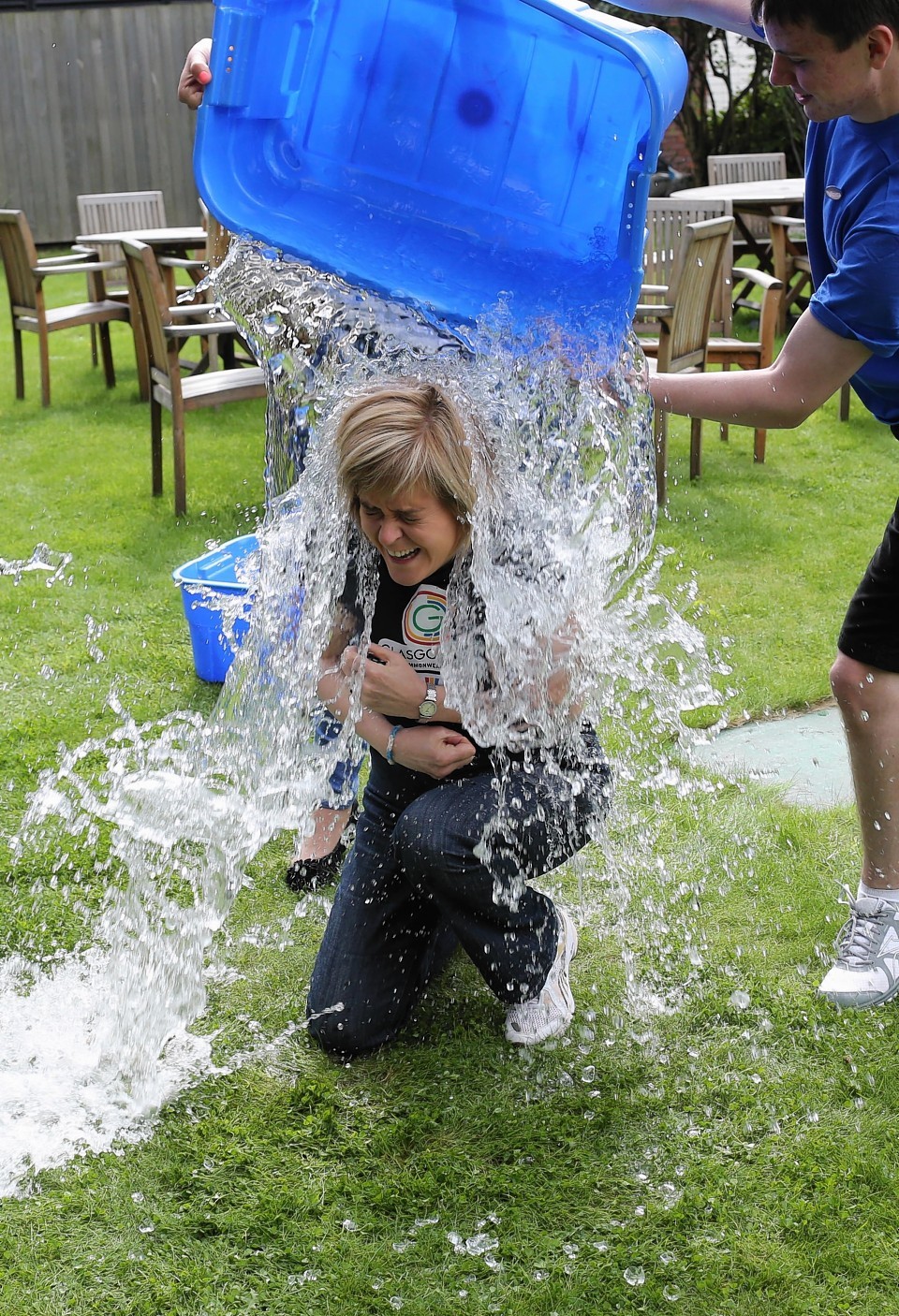 Sturgeon chilled out with an ice bucket for charity but she prefers chilling out with a glass of wine