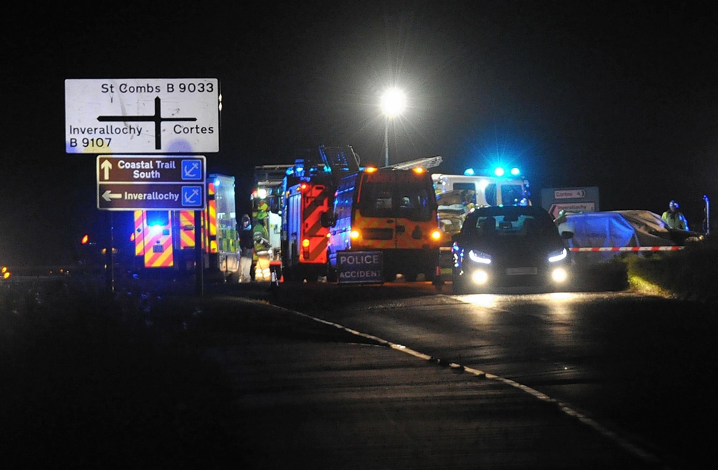 The scene of the B9033 crash on Sunday evening