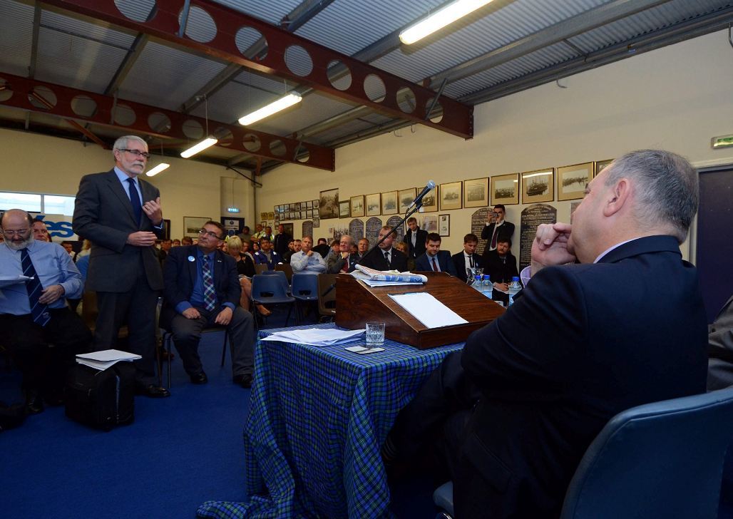 Bertie Armstrong, standing, clashes with Alex Salmond