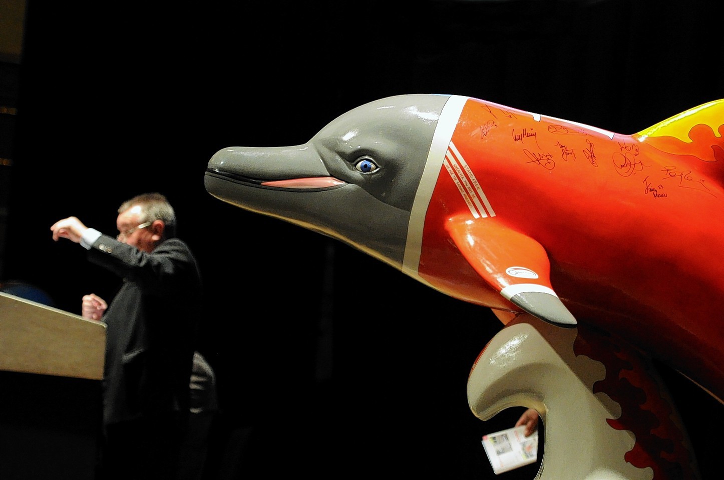 Going, going gone. Dolphin statues were up for grabs at this recent charity auction in Aberdeen