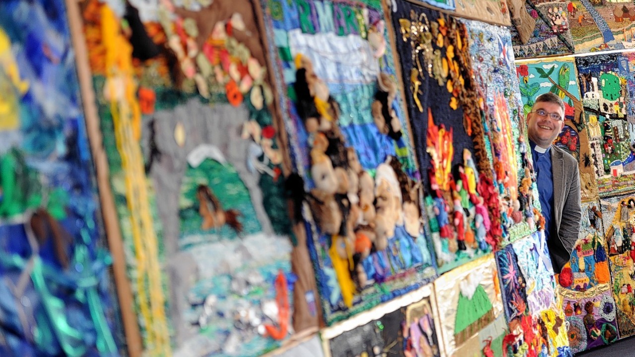 The Commonwealth Tapestry which is on display at Queen's Cross Church, Albyn Place, Aberdeen