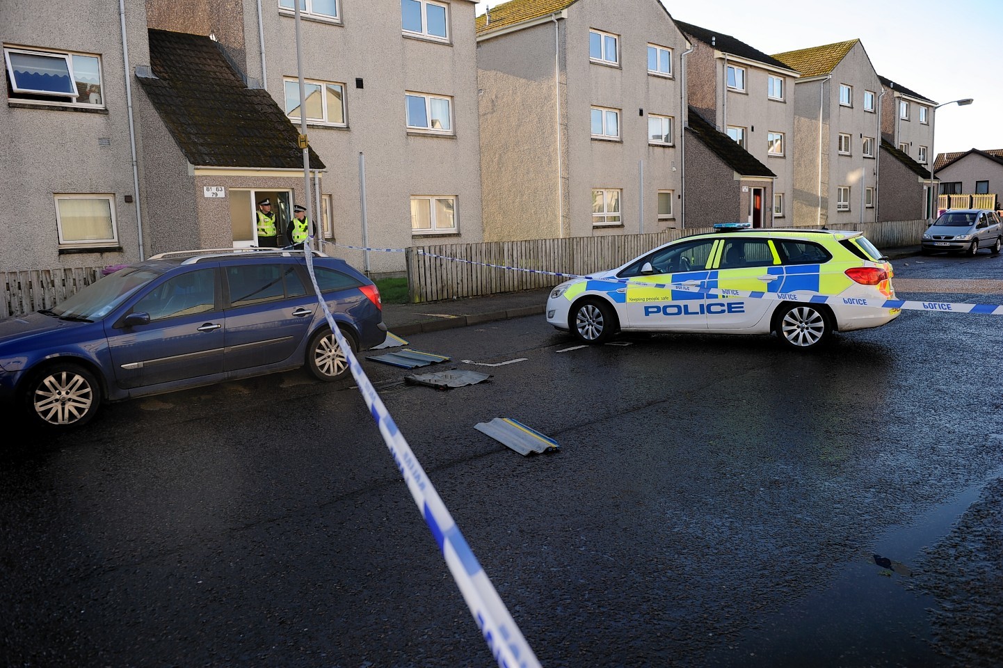 Police at the scene of the incident in Elgin