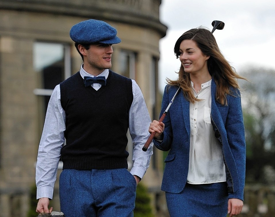 Models  Lucy Garvie from Aberdeen and Brian Kearney from Lanark show off clothing from the Ryder Cup collection