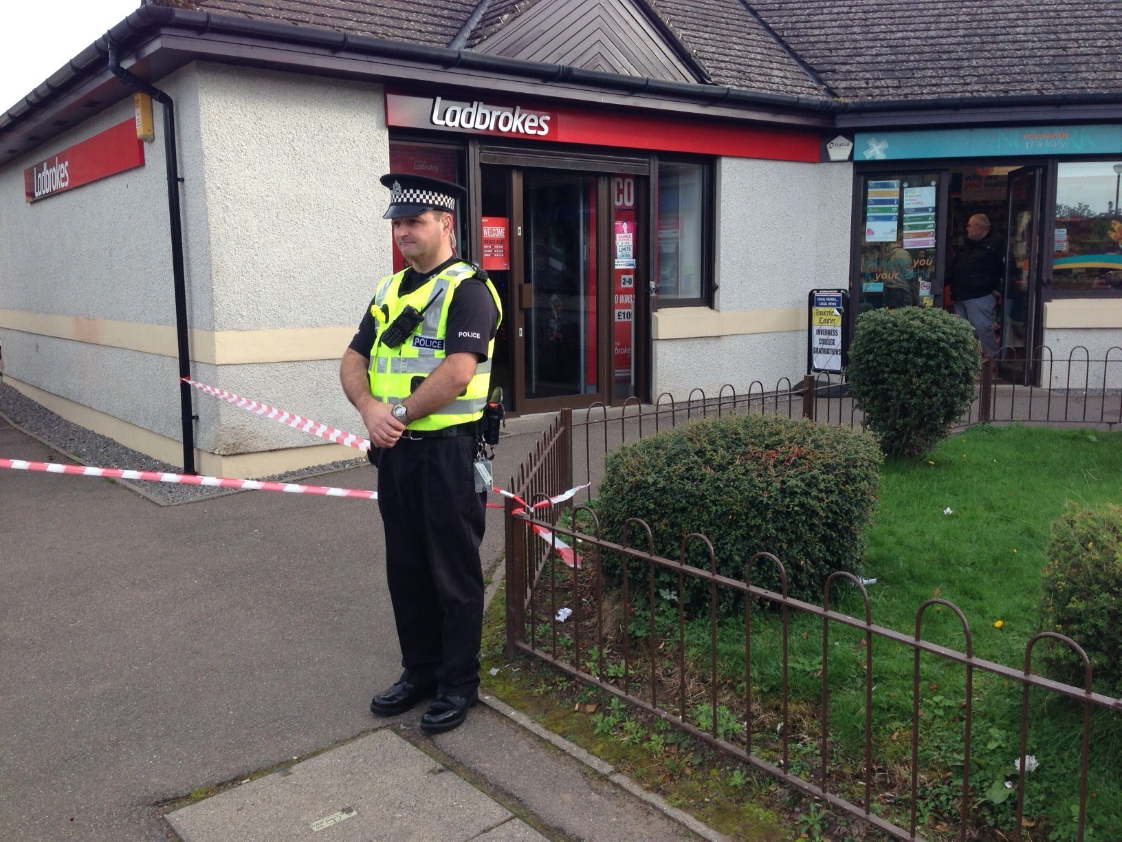 Police at the scene of the incident in Inverness