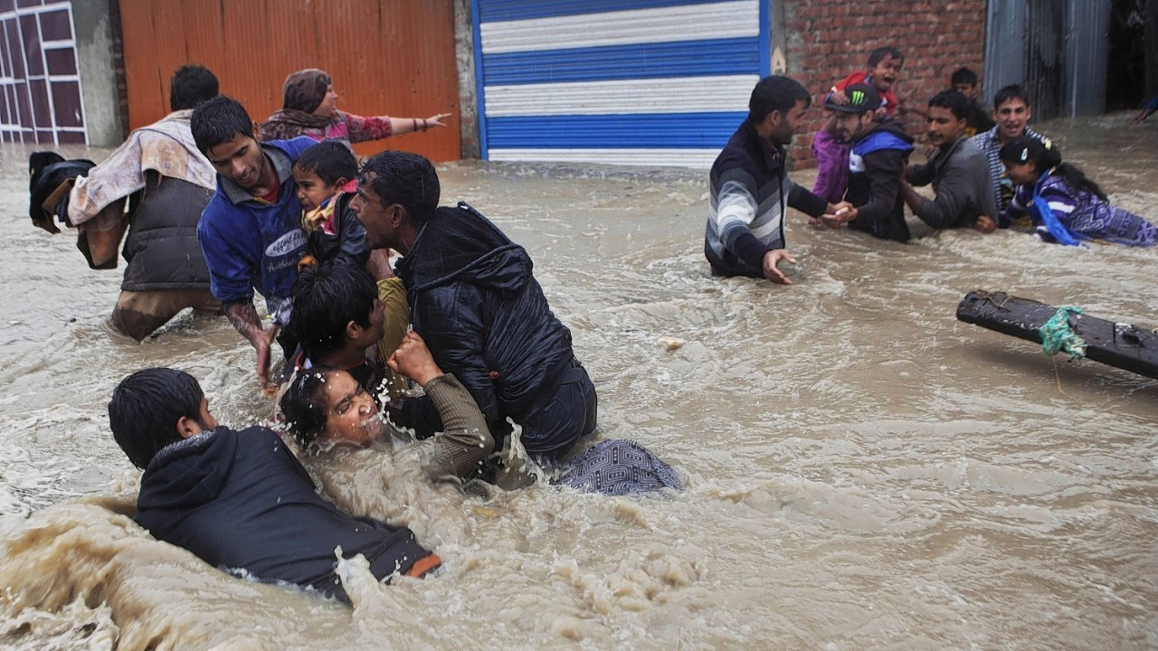 Heavy rains have triggered floods and landslides in the Indian portion of Kashmir