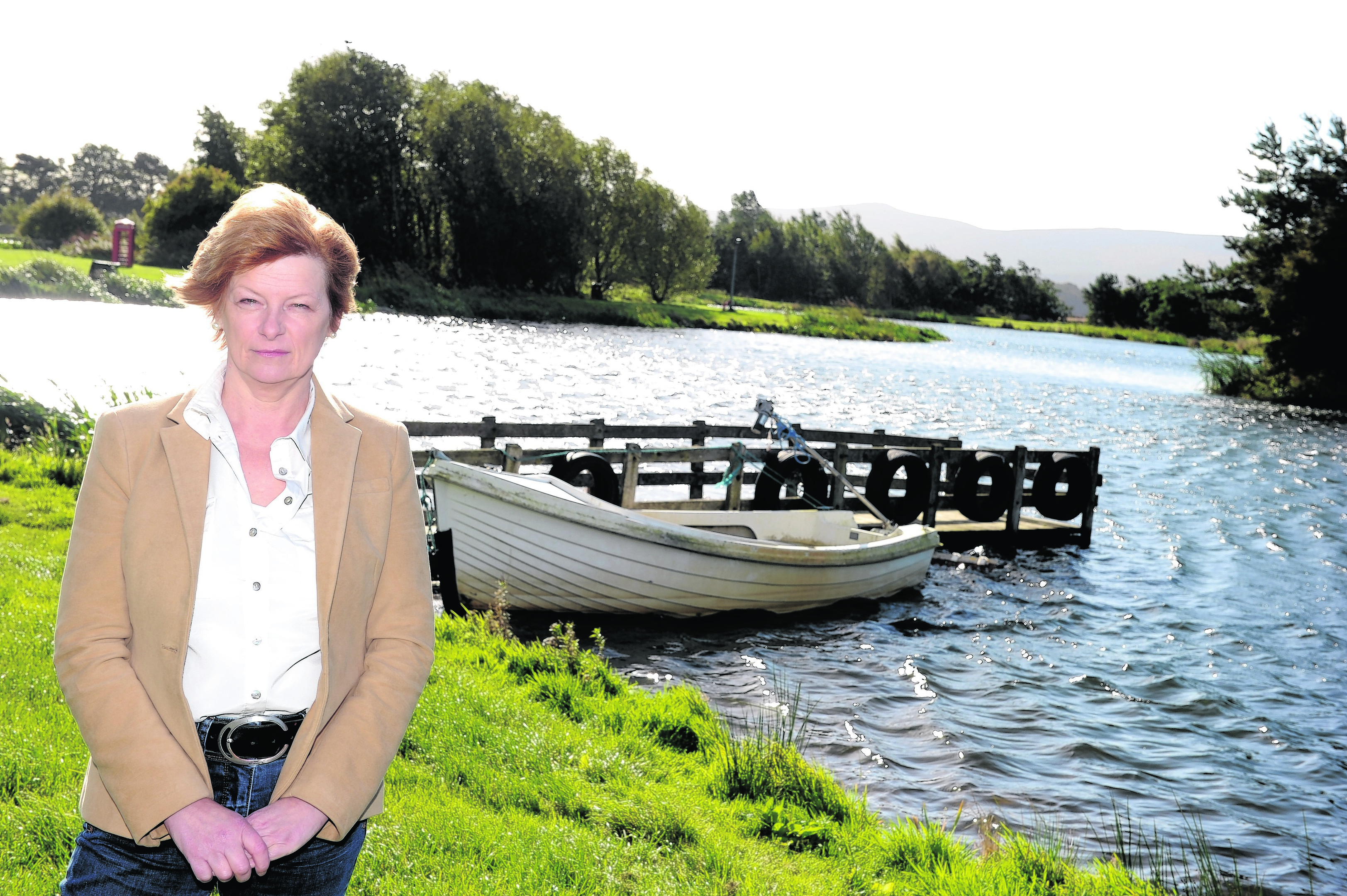 Owner Jeni Wood at Loch Insch Fishery, Culsalmond, Insch, Aberdeenshire.