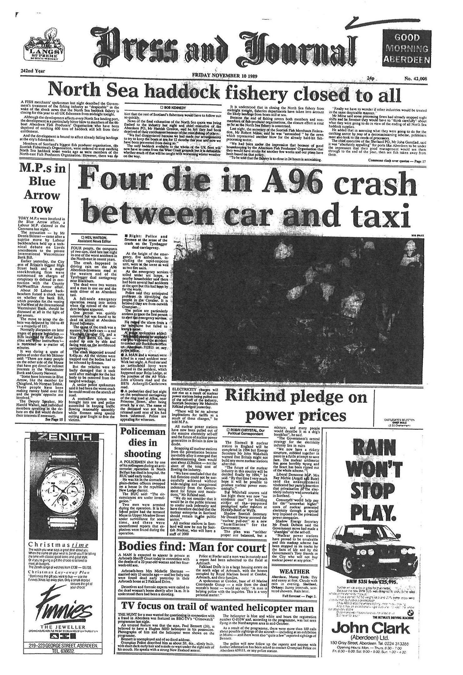 Front page 10 December 1989