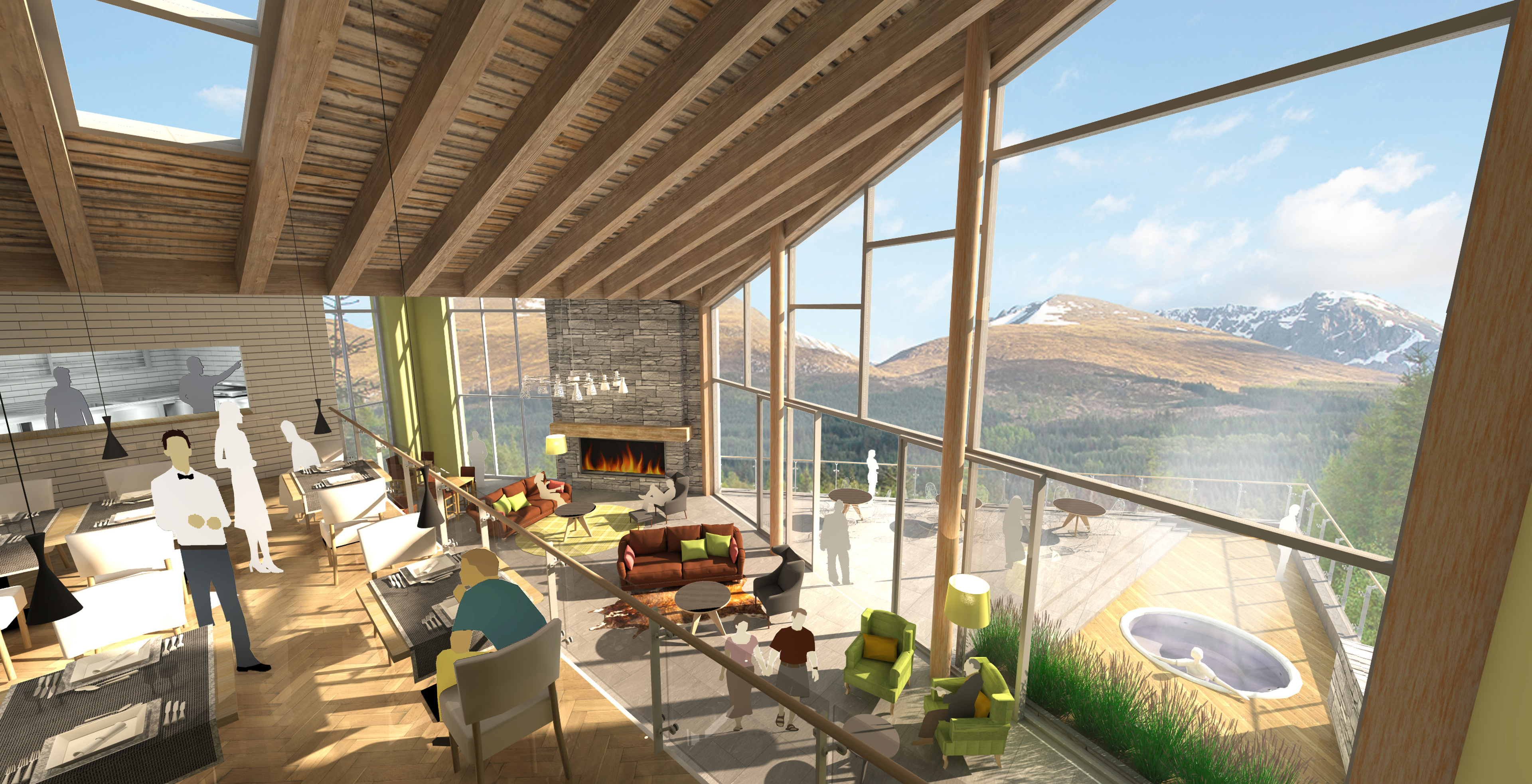 Artist's impression of the interior of the five-start resort hotel with views of Ben Nevis