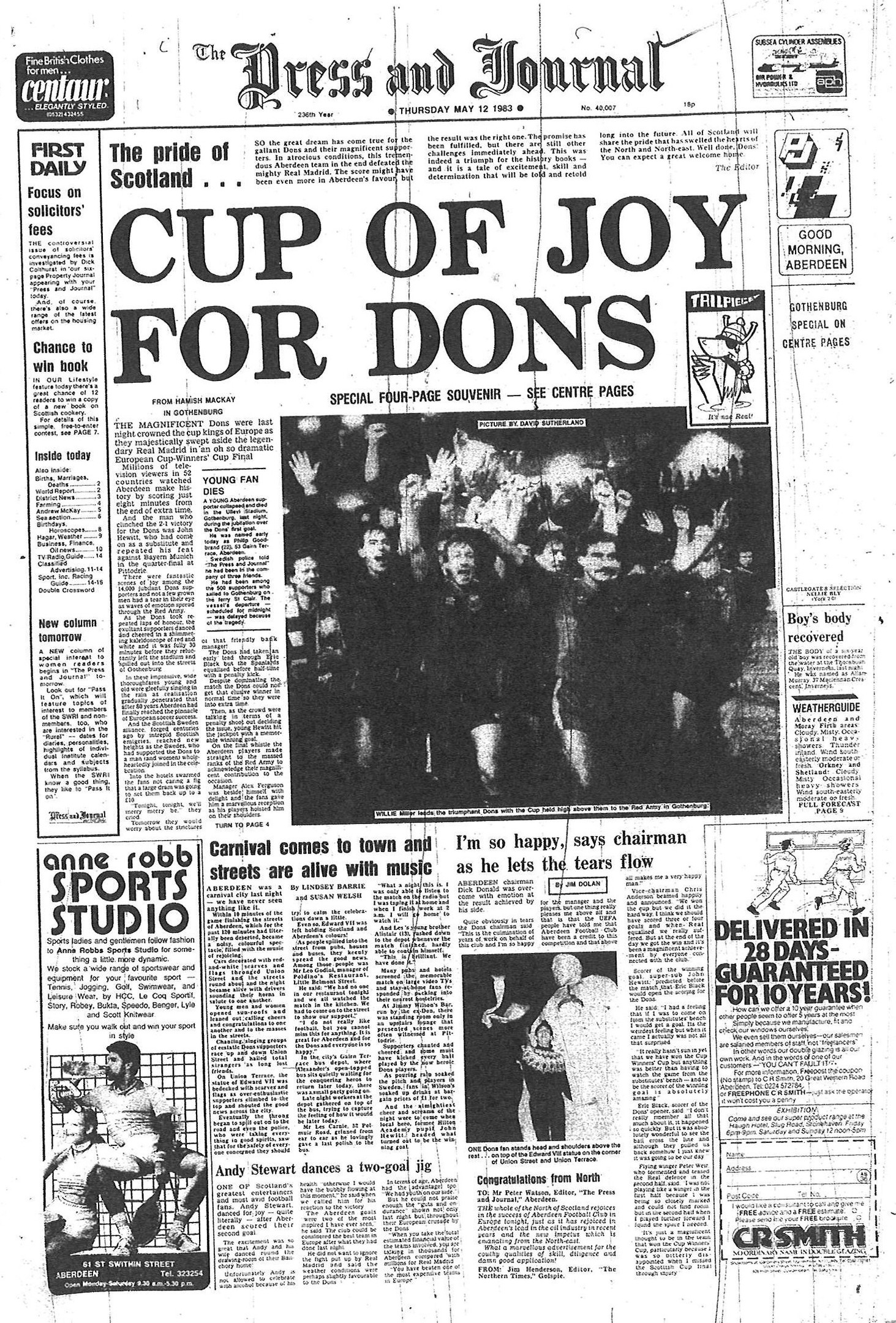 Front page 12th May 1983 