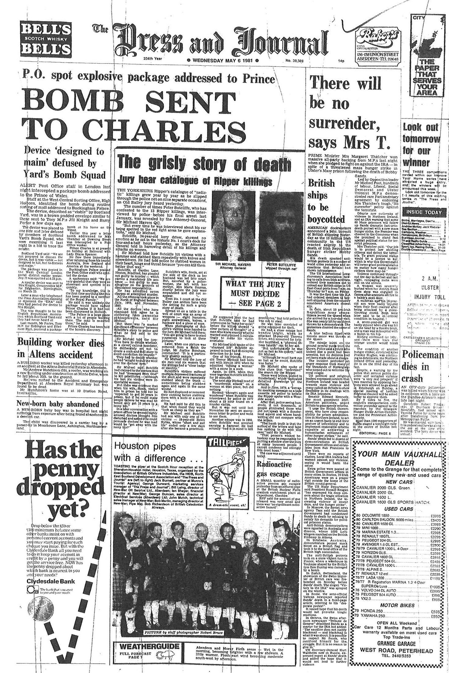 Front page 6 May 1981 