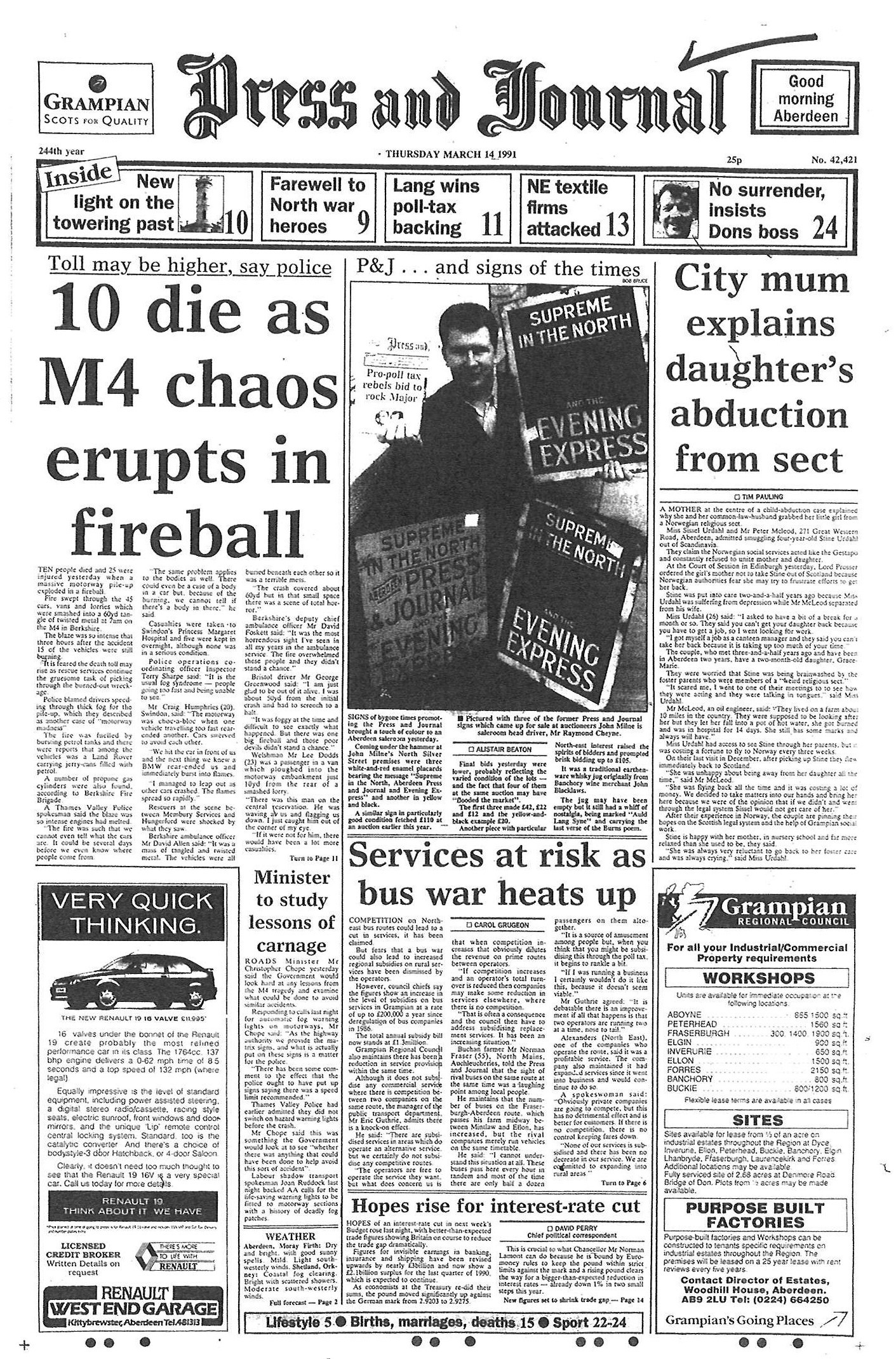 Front page 14th March 1991 
