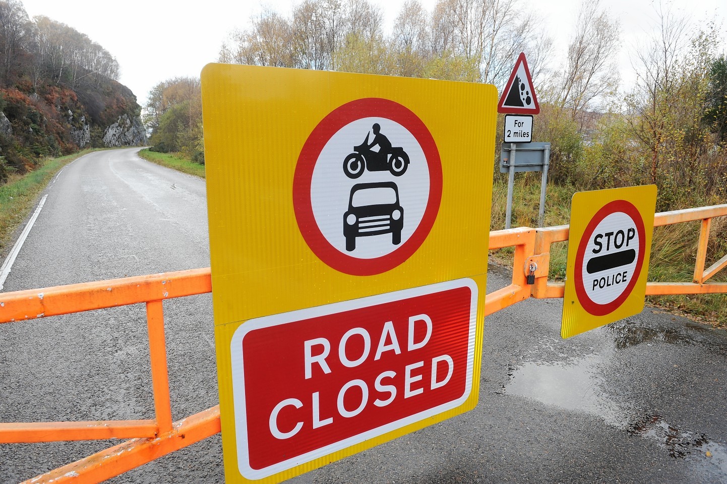 The road is closed at Melvich, Helmsdale and at the junction of the B871 at Kinbrace.