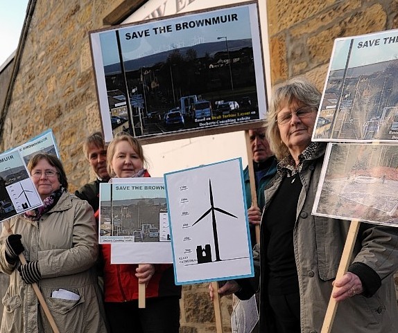 Protesters campaigning against the wind farm in 2012