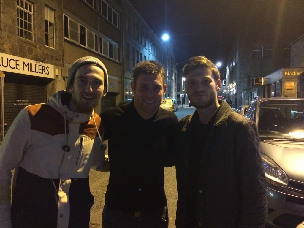 James Milner in Aberdeen with some revellers