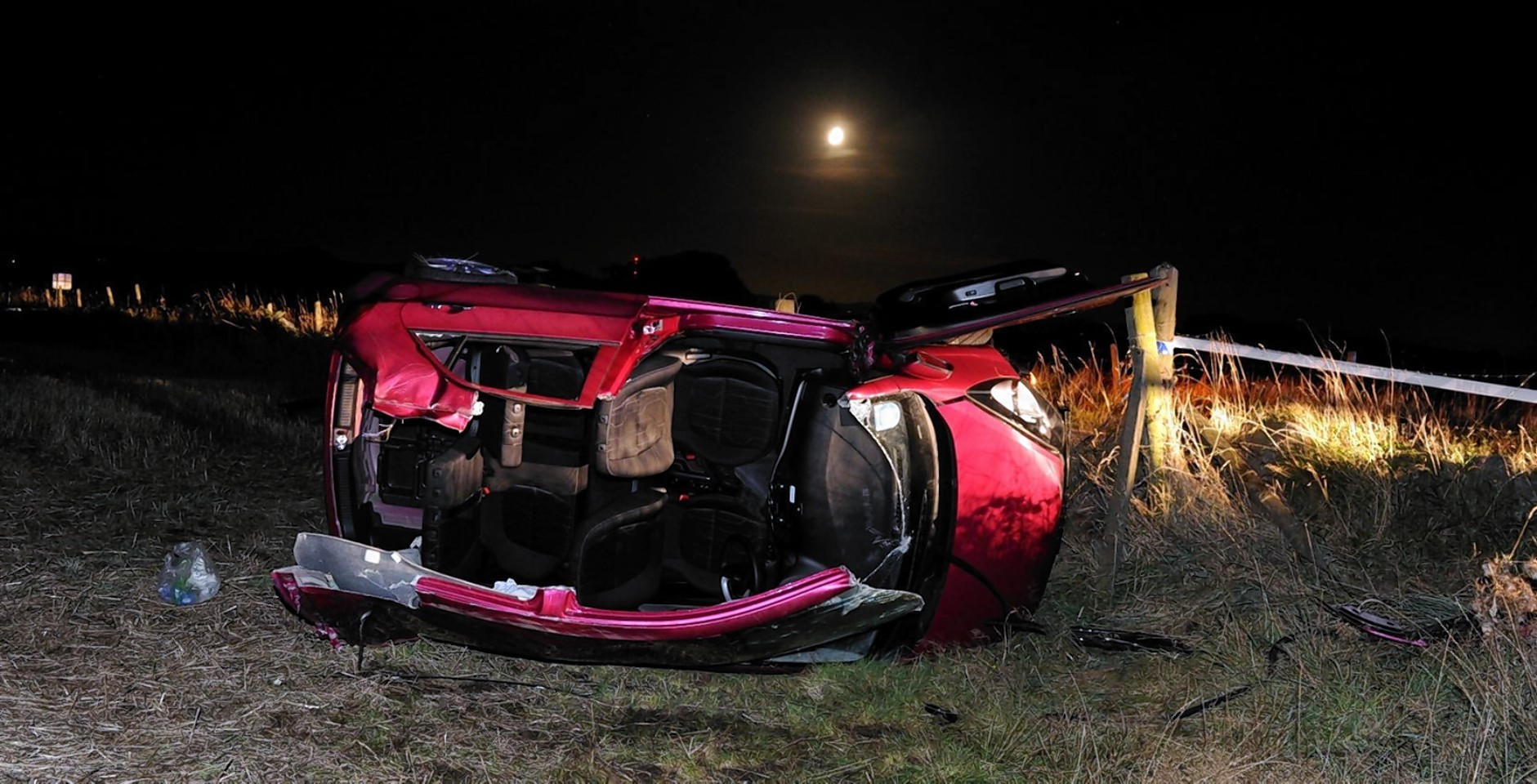 The ruined Kia Picanto on Malcolm Road