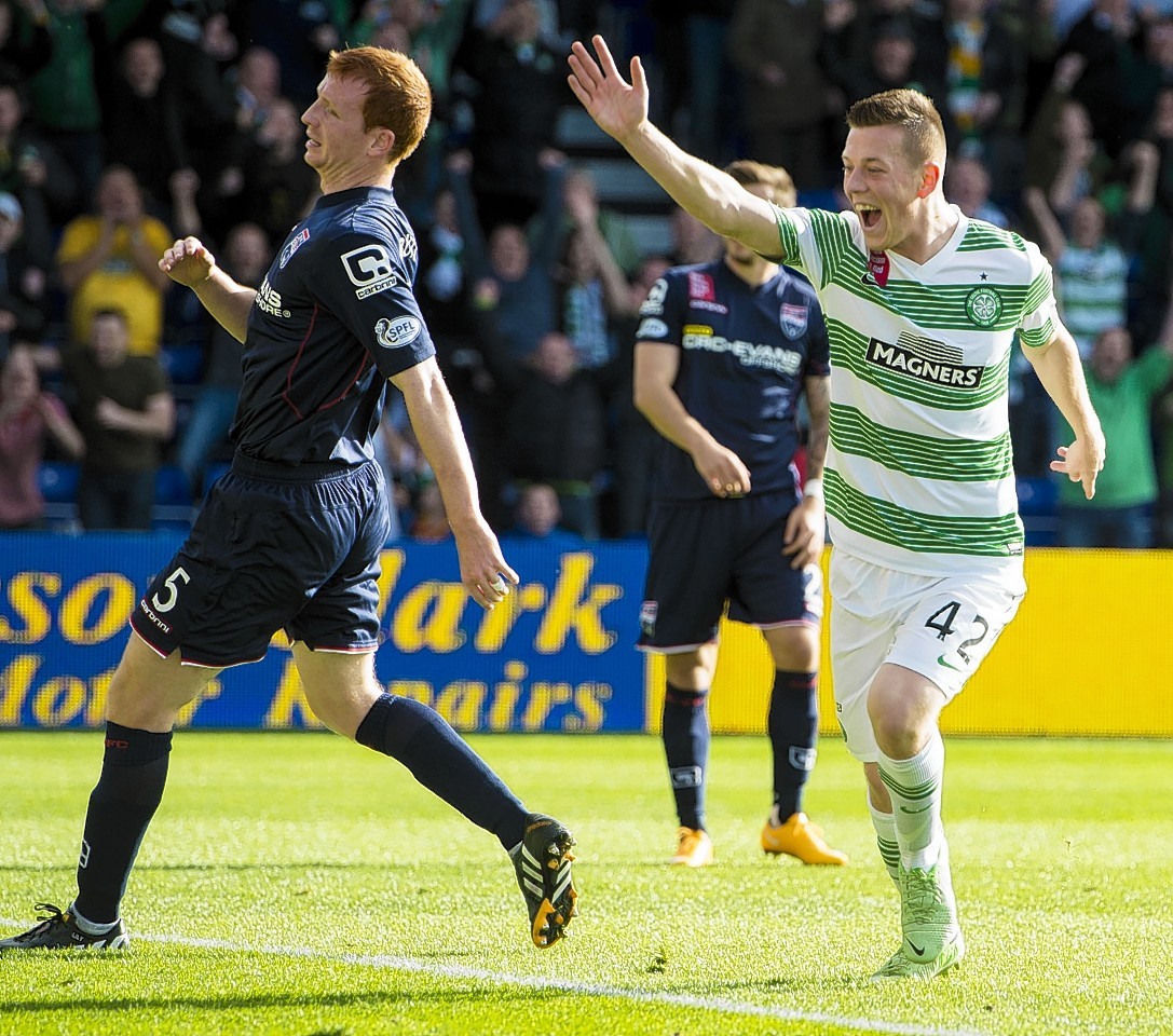 Callum McGregor celebrates netting Celtic's second goal