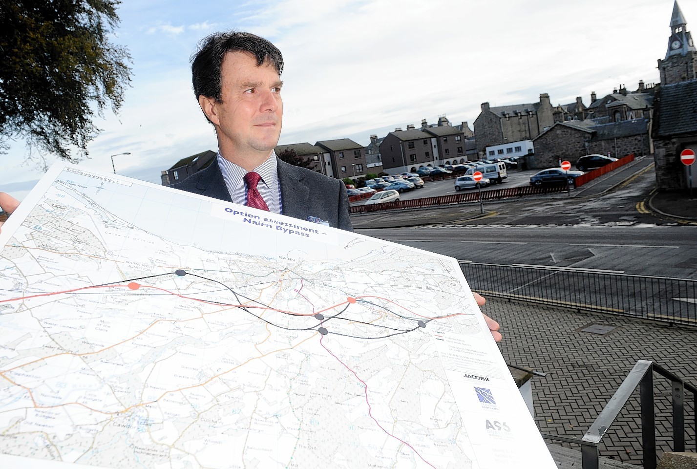 Transport Scotland's head of planning David Anderson shows the plans for Nairn.