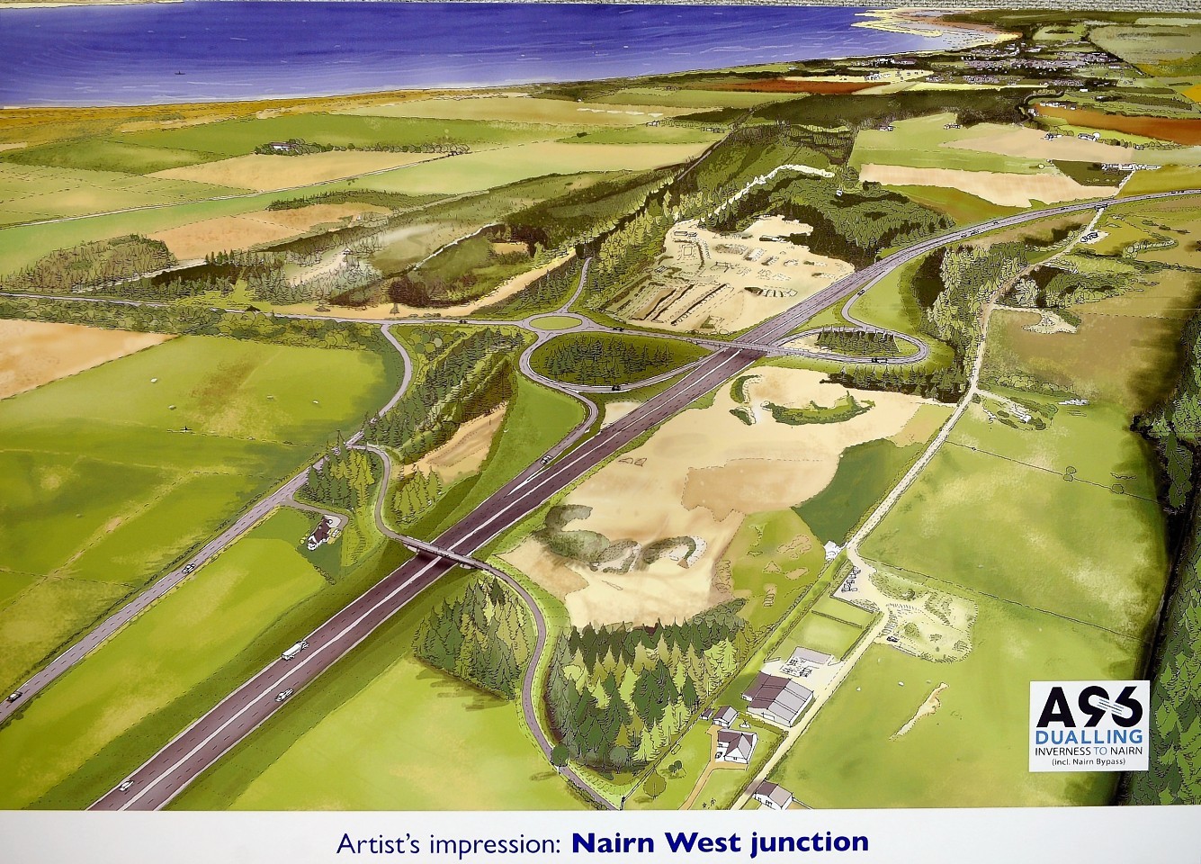 An artist's impression of a new junction west of Nairn as part of the bypass plans