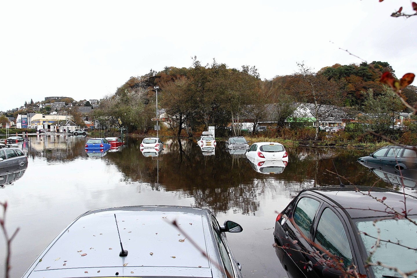 Flooding at Lochavullin Car Park in Oban in 2014