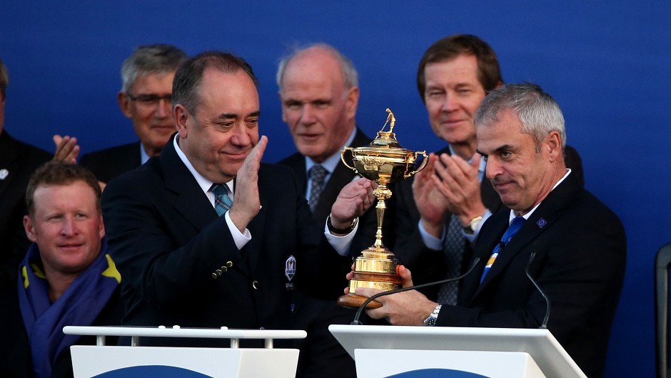 First Minister Alex Salmond (left) presents Europe captain Paul McGinley with the Ryder Cup at one of Scotland's high profile 2014 events