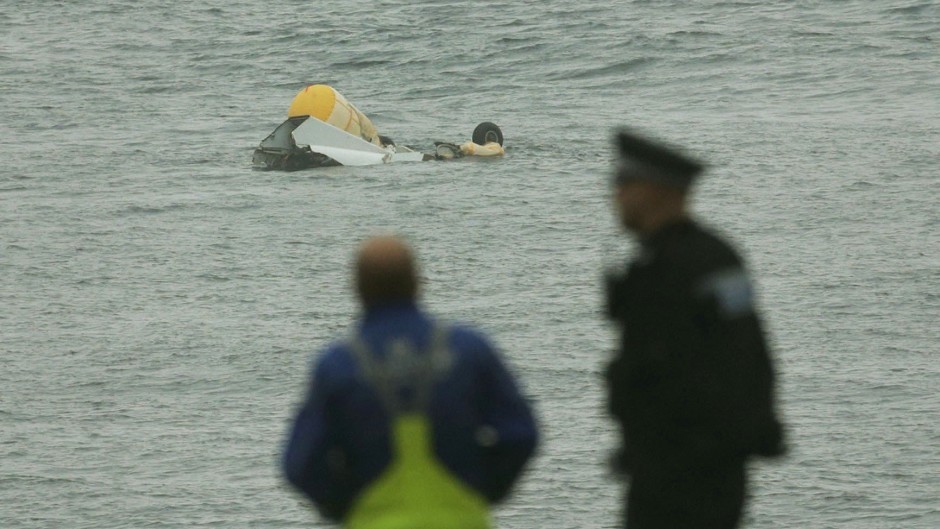 The wreckage of the Super Puma helicopter which went down off Shetland