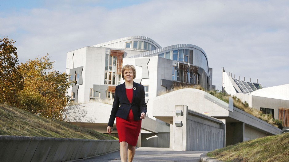 Nicola Sturgeon outside the Scottish Parliament