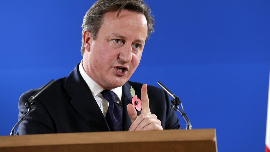 Prime Minister David Cameron after an EU summit in Brussels (AP)