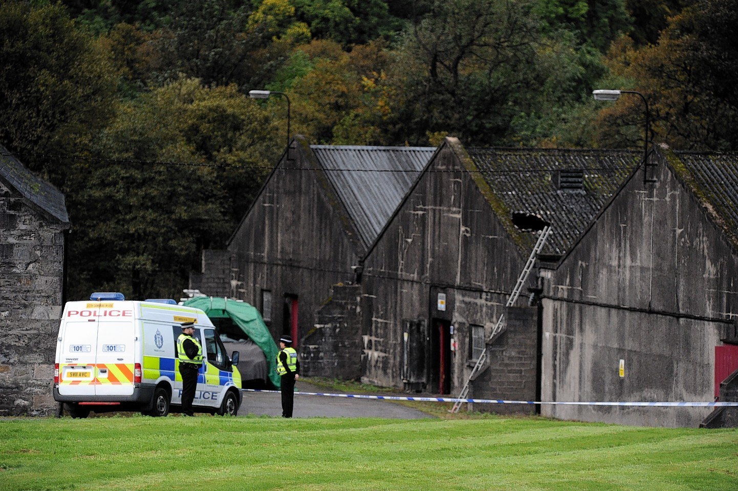 Police at Parkmore Distillery